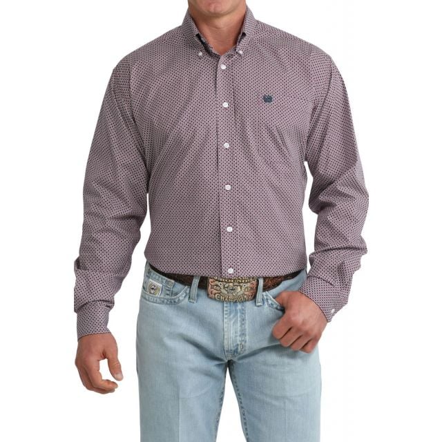 Cinch Men's Purple Print Long Sleeve Shirt
