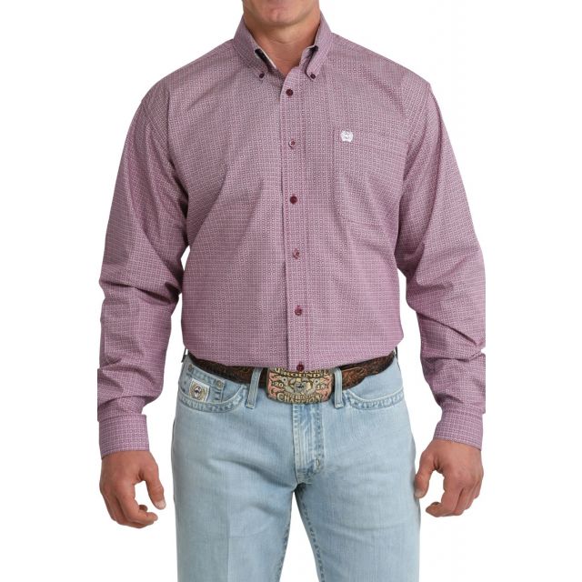 Cinch Men's Purple Print Long Sleeve Shirt