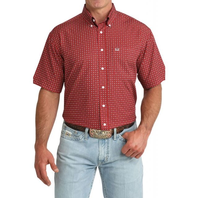 Cinch Men's Red Arenaflex Short Sleeve Shirt