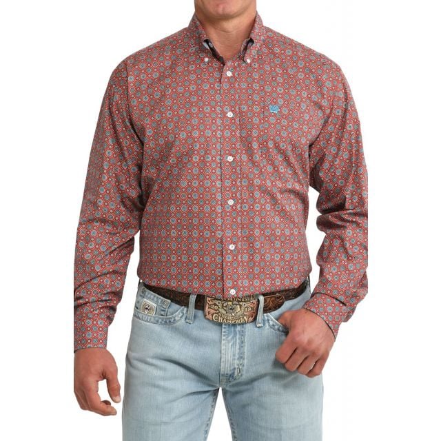 Cinch Men's Red Long Sleeve Shirt
