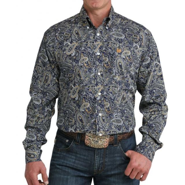 Cinch Men's Royal Long Sleeve Print Shirt