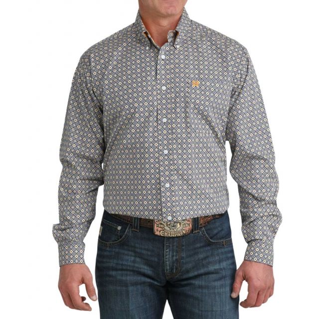 Cinch Men's Royal Long Sleeve Print Shirt