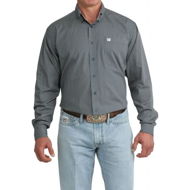 Cinch Men's Teal Print Long Sleeve Shirt