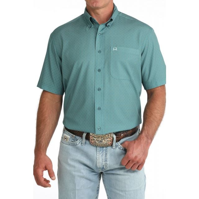 Cinch Men's Teal Short Sleeve Arenaflex Shirt