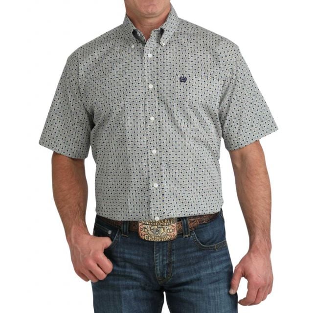 Cinch Men's Yellow Short Sleeve Print Shirt
