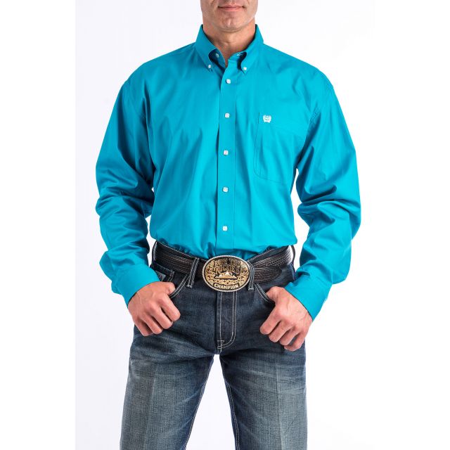 Cinch Solid Teal Long Sleeve Button