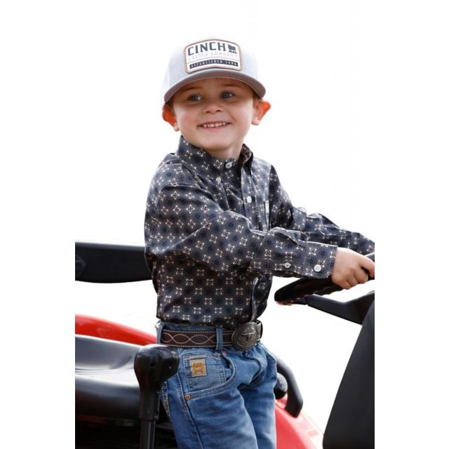 Cinch Toddler Boy's Khaki Long Sleeve Print Shirt