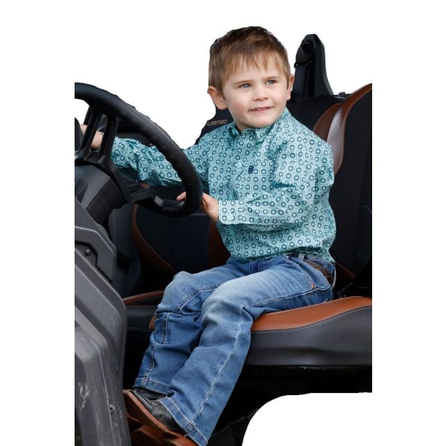 Cinch Toddler Boy's Turquoise LS Shirt