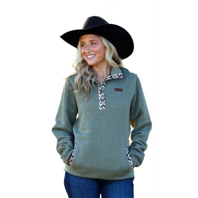 Cinch Women's Olive Fleece Pullover
