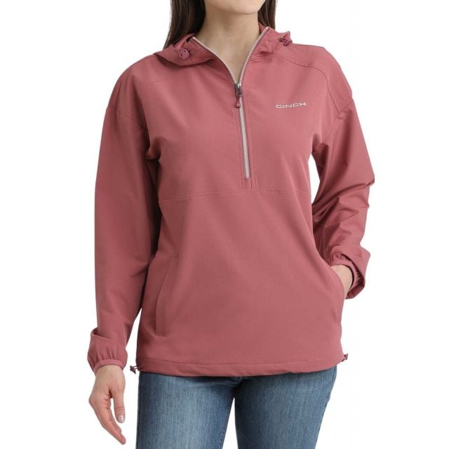 Cinch Women's Pink 1/2 Zip Pullover Windbreaker