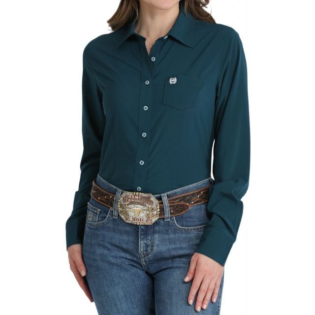 Cinch Women's Teal Long Sleeve Arenaflex Shirt