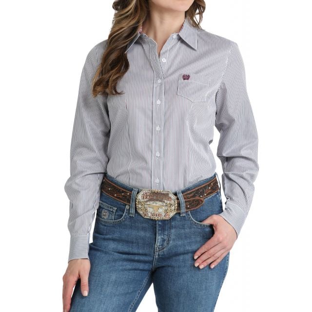 Cinch Women's White Long Sleeve Shirt