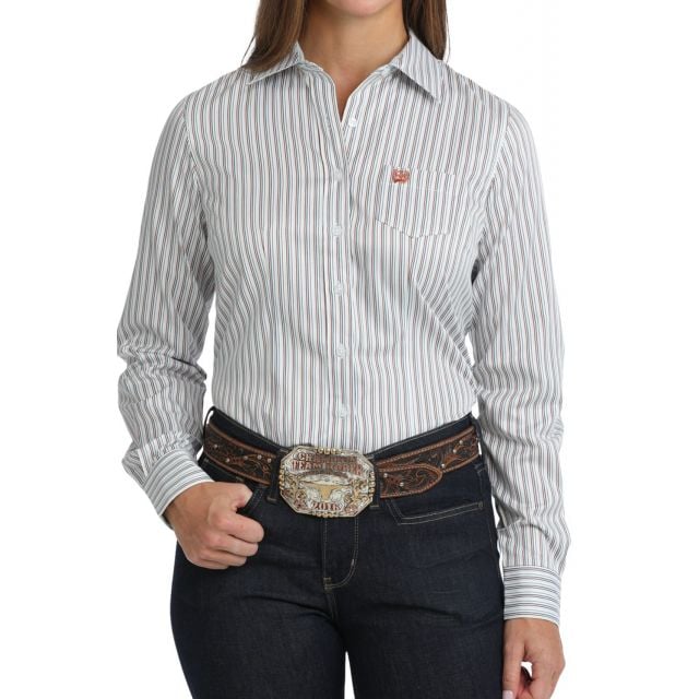 Cinch Women's White Long Sleeve Shirt