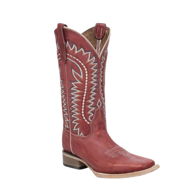 Circle G by Corral Women's Red Embroidery Wide Square Toe