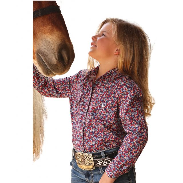 Cruel Denim Girls Red/Blue Long Sleeve Print Shirt