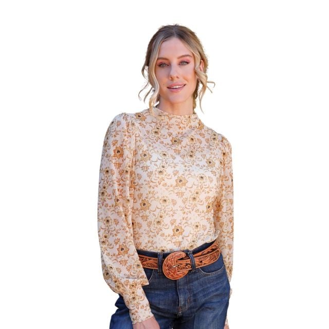 Cruel Denim Women's Cream LS Mesh Shirt
