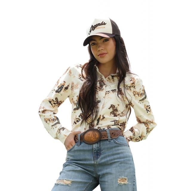 Cruel Denim Women's Cream Western Long Sleeve Shirt