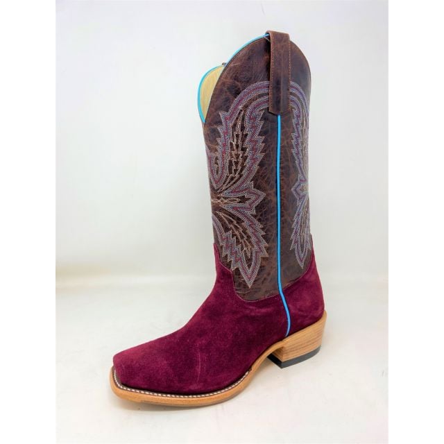 Macie Bean Ladies Burgundy Bone Explosion Square Toe Boots