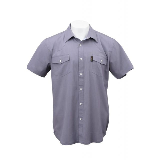 Outback Trading Men's Grey Short Sleeve MOAB Western Snap Bamboo Shirt