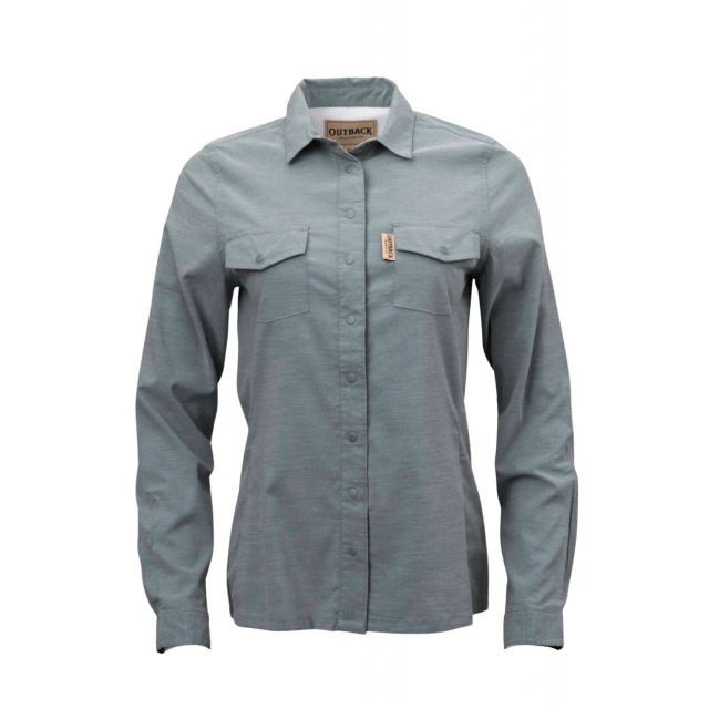 Outback Trading Women's Green Long Sleeve Sierra Snap Bamboo Shirt