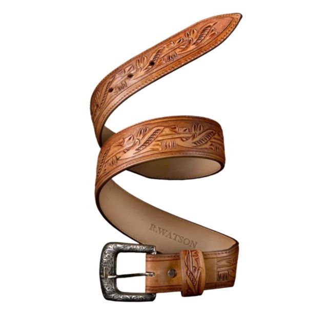 R. Watson Men's Hand Tooled Tapered Belt
