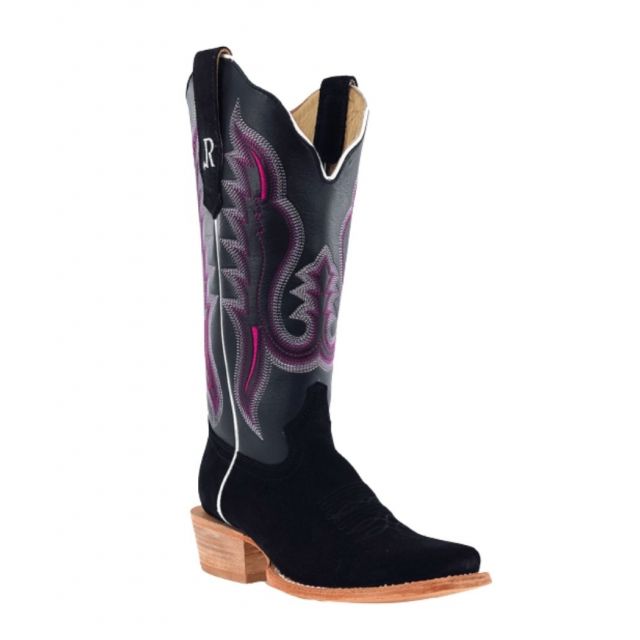 R. Watson Women's Black Roughout Cowhide Boot
