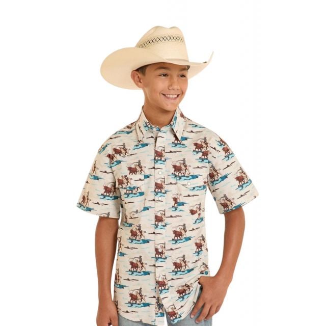 Rock N Roll Boys Novelty Printed Snap Shirt