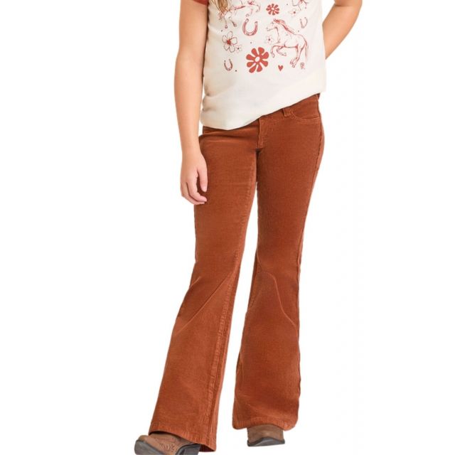 Rock N Roll Girls Rust Corduroy Button Flare Jeans