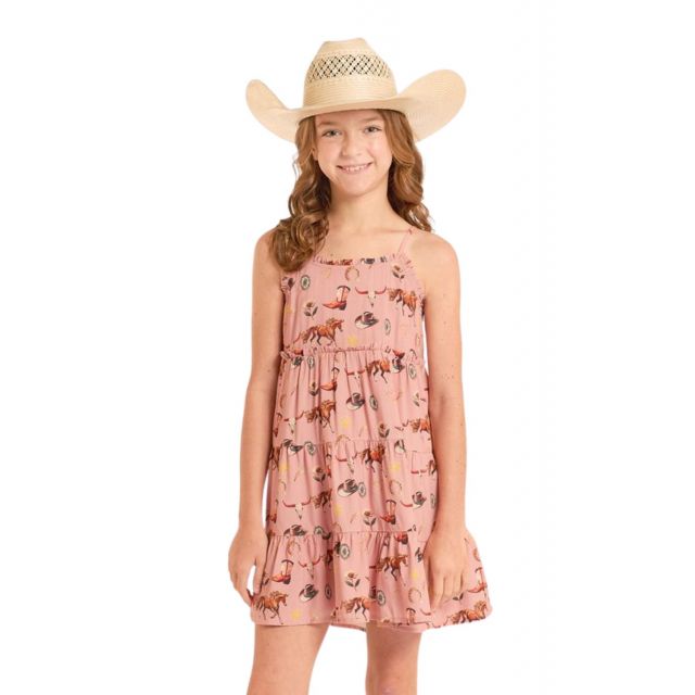 Rock N Roll Girls Western Print Dress