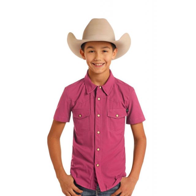 Rock & Roll Denim Boy's Hot Pink Tek Western Shirt
