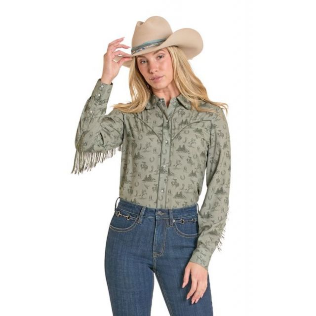Rock & Roll Denim Women's Jade Conversational Fringe Snap Shirt