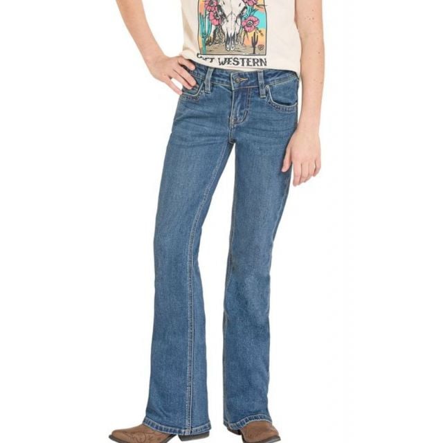 Rock & Roll Girl's Boot Stitch Embroidery Bootcut Jeans