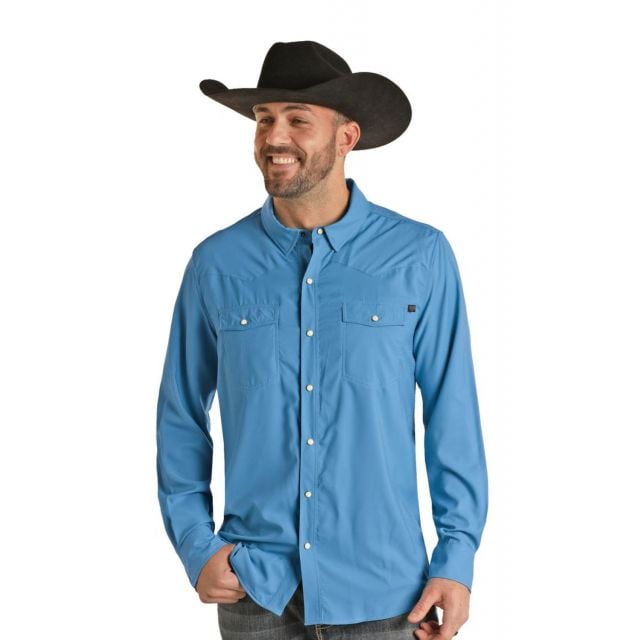 Rock & Roll Men's Blue TEK LS Ripstop Shirt