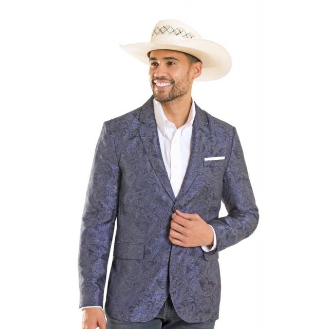 Rock & Roll Men's (Matching Boys) Blue Paisley Jacquard Sportcoat