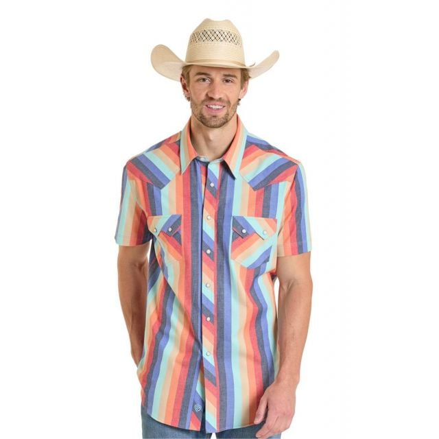 Rock & Roll Men's Orange Retro Stripe SS Shirt