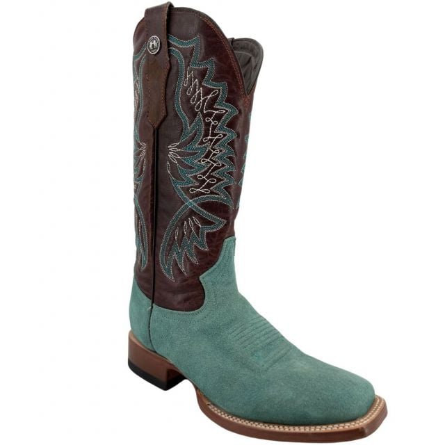 Tanner Mark Women's Turquoise Roughout Boot with Volcano Cognac Top