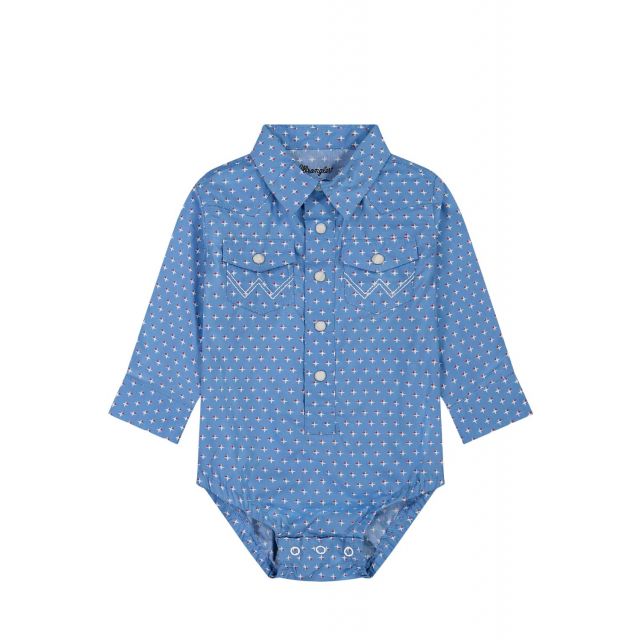 Wrangler Boy's Blue Long Sleeve Bodysuit