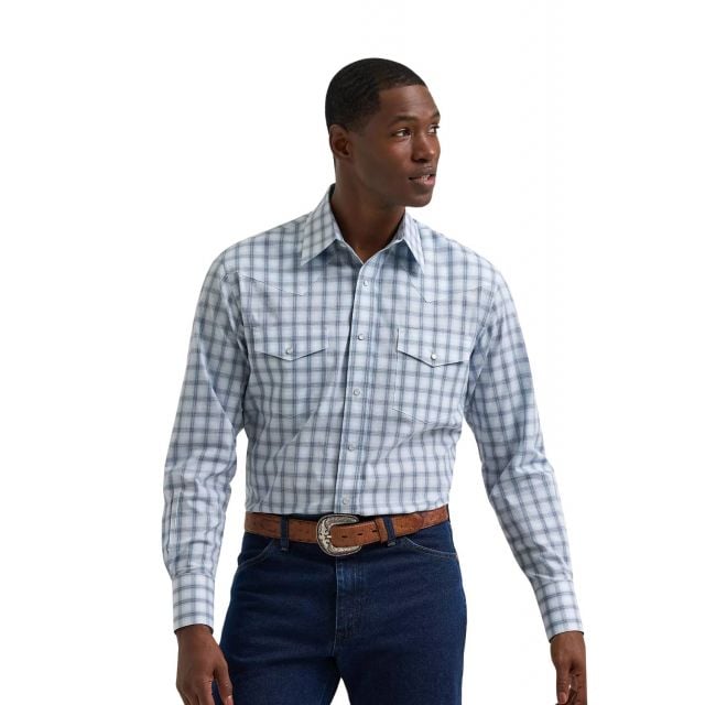 Wrangler Men's Blue Wrinkle Resistant LS Shirt