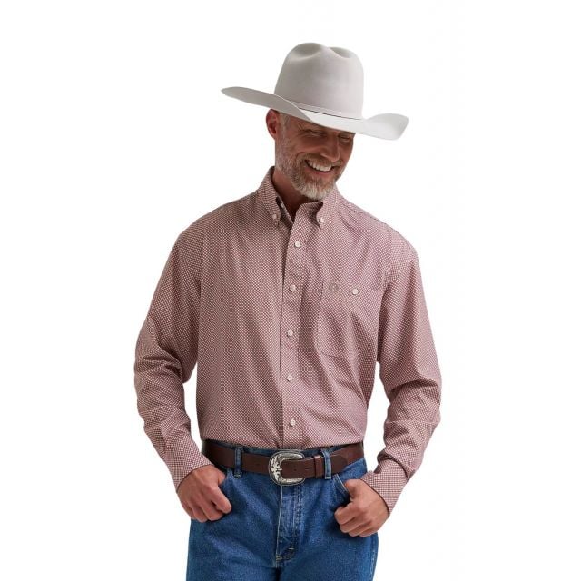 Wrangler Men's Rust George Strait Long Sleeve Shirt