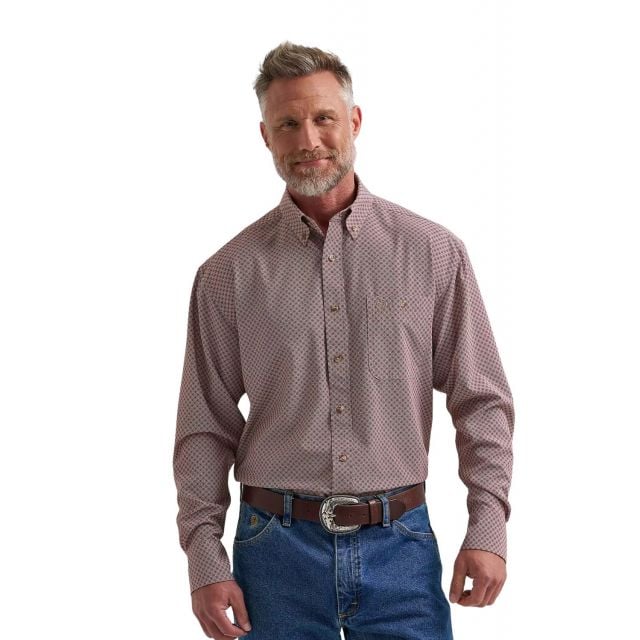 Wrangler Men's Rust George Strait Long Sleeve Shirt