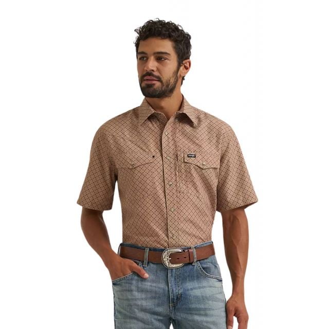 Wrangler Men's Tan ATG Western Performance SS shirt