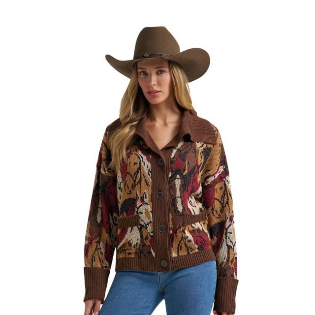 Wrangler Women's Brown Punchy Sweater Cardigan
