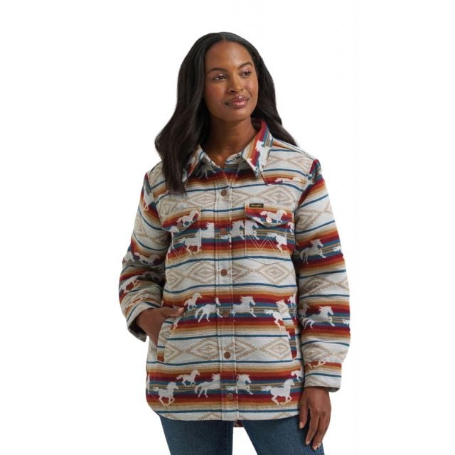 Wrangler Women's Tan Lined Jacquard Shacket