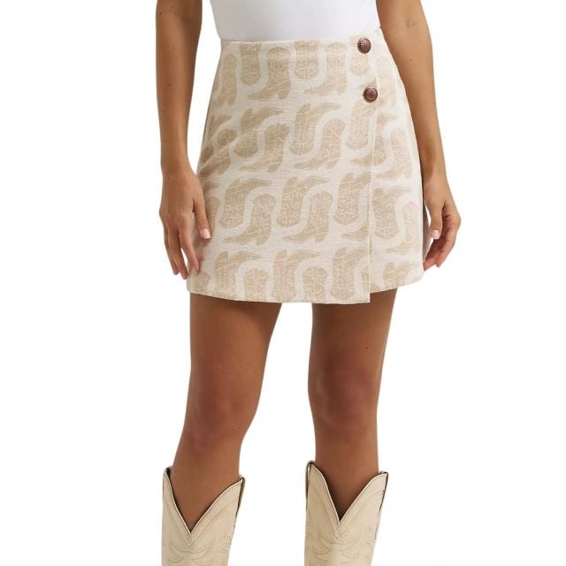 Wrangler Women's White Vintage Dress Set Jacquare Skirt