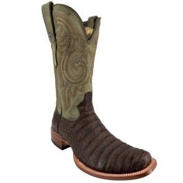 Tanner Mark Men's Ruston Print Caiman Belly Square Toe Boots Brown